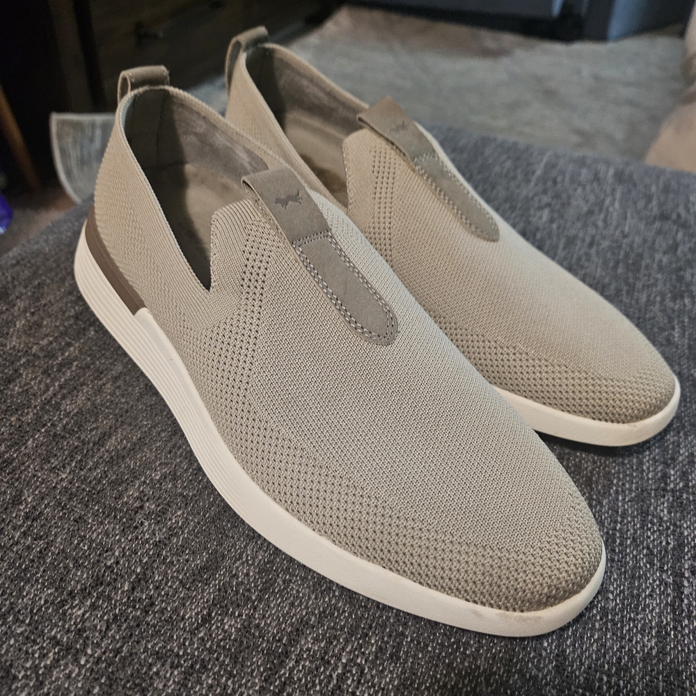 Wolf and Shepherd Swiftknit Loafer Slip On Knit Shoes Stone White Sole